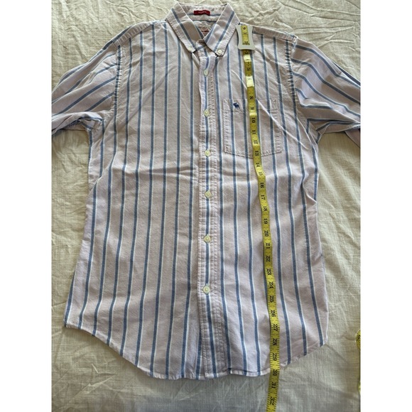 Vintage Abercrombie Men's Button Down Striped Muscle Shirt-Medium-Preppy-Y2K - Picture 6 of 6